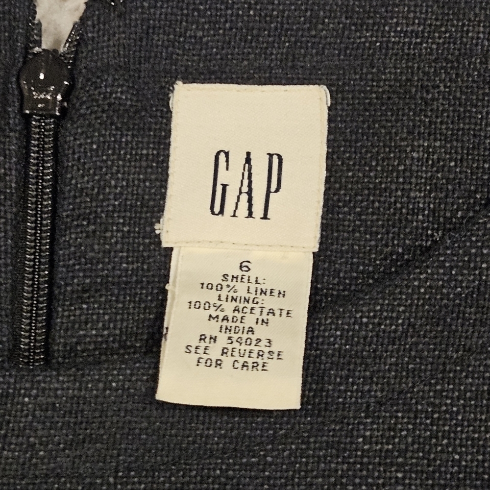 Gap SZ 6 100% Linen Black Career Sheath Dress With Matching Jacket Blazer - Picture 9 of 15